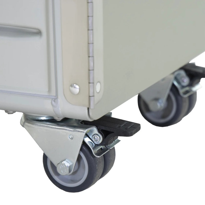 Industrail Locker End Table with Storage, Brushed Silver