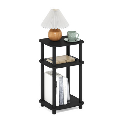3-Tier Side Table, Toolless Assembly End Table with Open Shelf, Round Curve Corner Night Stand, Bedside Table, for Living Room, Bedroom, Plain White