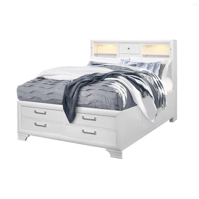Grand lit de rangement blanc civique, Grand lit