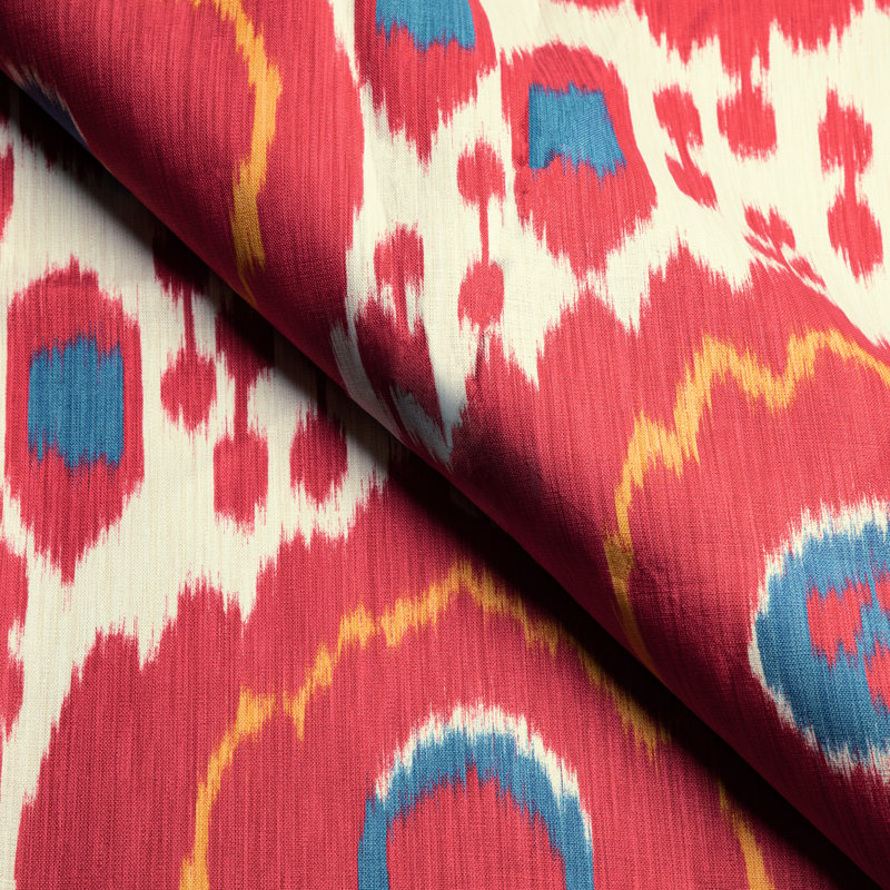 Louverne Mayenne Print 100% Linen Fabric, Red