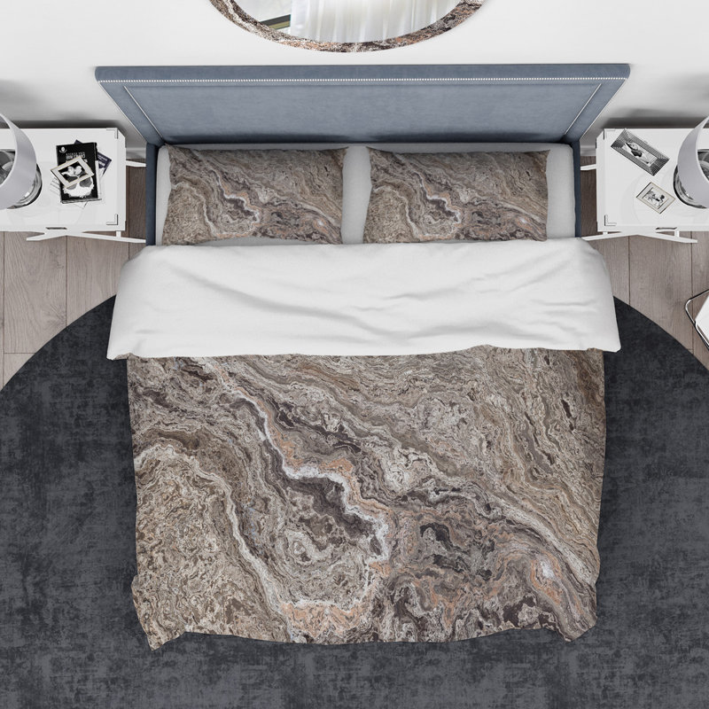 Ensemble de housse de couette designart onyx travertin tile, Housse de couette très grand + 2 taies décoratives