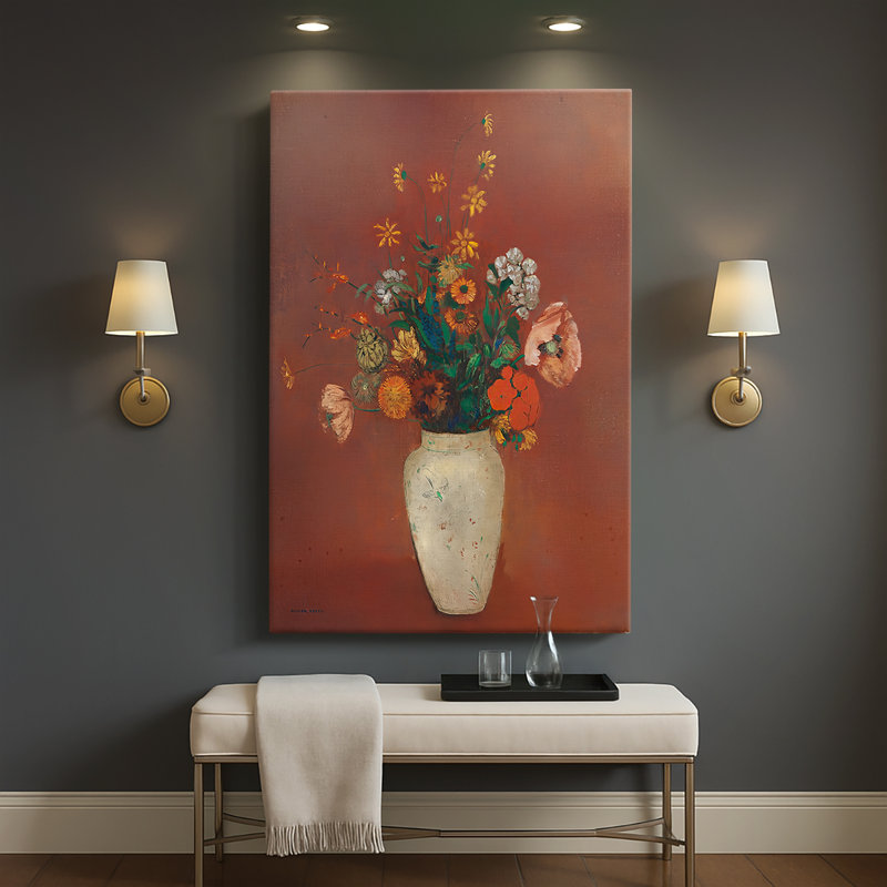 Bouquet dans un vase chinois - toile tendue par Odilon Redon, 32 x 48