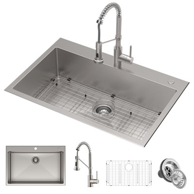 Évier de cuisine avec robinet encastrable commercial L 33 po x l 22 po Stark