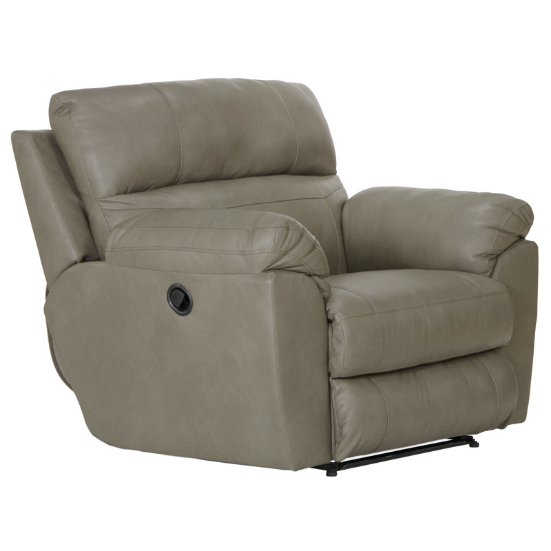 Alonii 45" Wide Leather Match Standard Recliner, Manual, Beige Leather Match