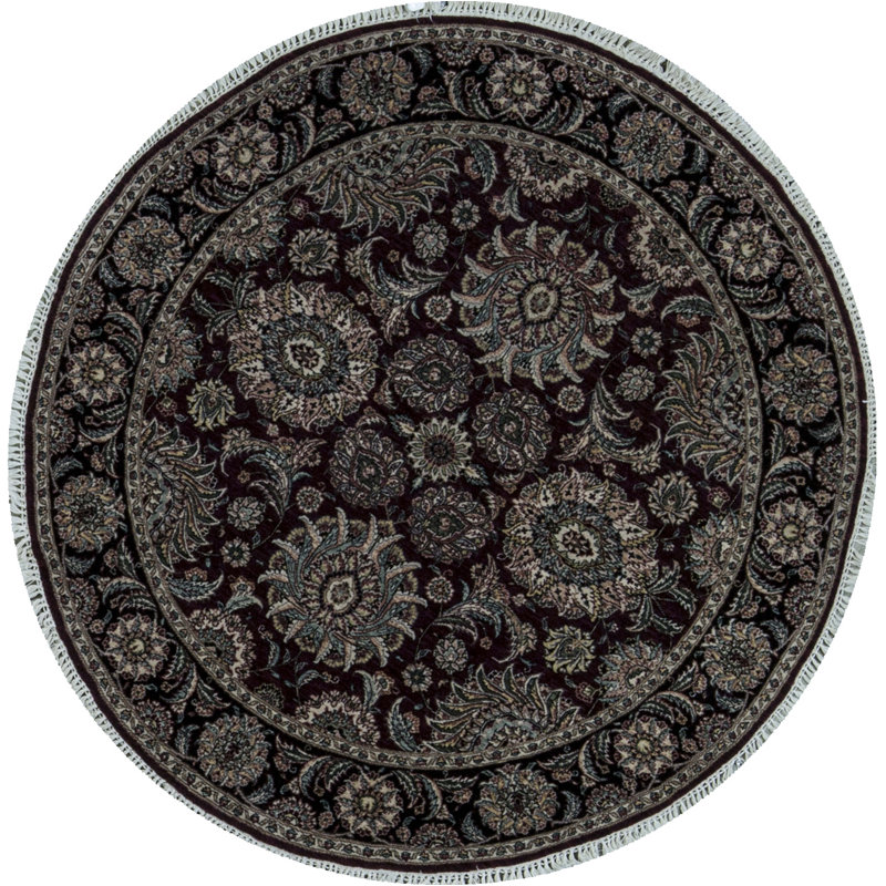 Wool Oriental Area Rug in Wine/Black