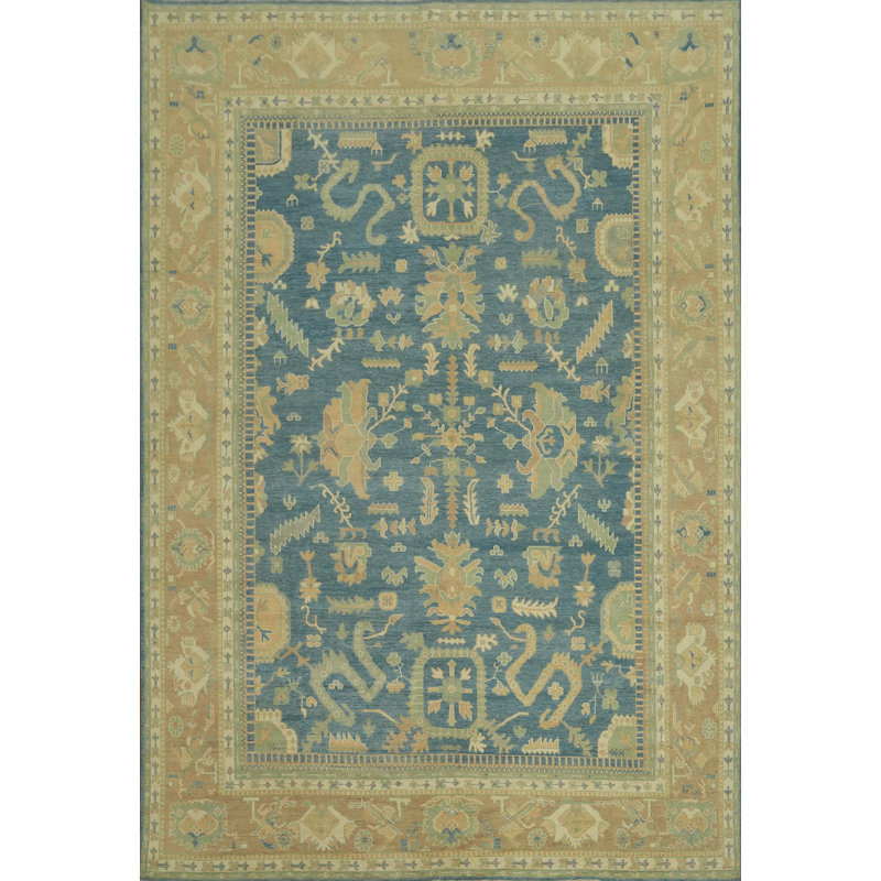 Tapis turc Oushak bleu 10x14
