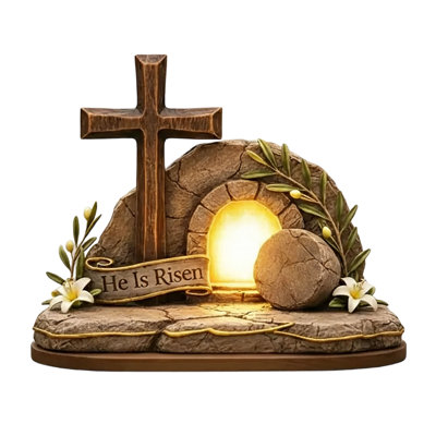 Easter Decorations He Is Risen Easter Decor Empty Tomb Resurrection Scene and Decoration Set for Tray  Nativity Tray  Shelf Decor
