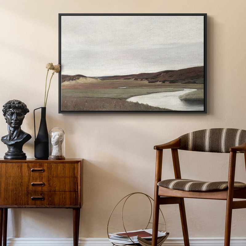 Paysage rétro - MLI, H 27 po x l 41 po x P 2 po, Toile avec cadre flottant noir