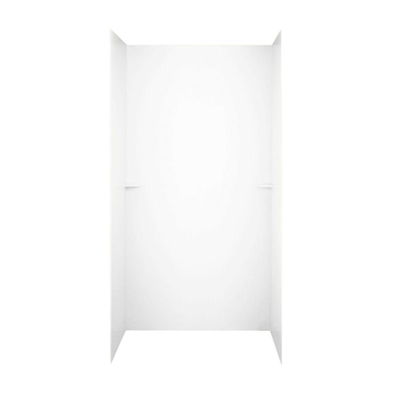 48'' W 36'' D 72'' H Glue Up Solid Surface Wall, White