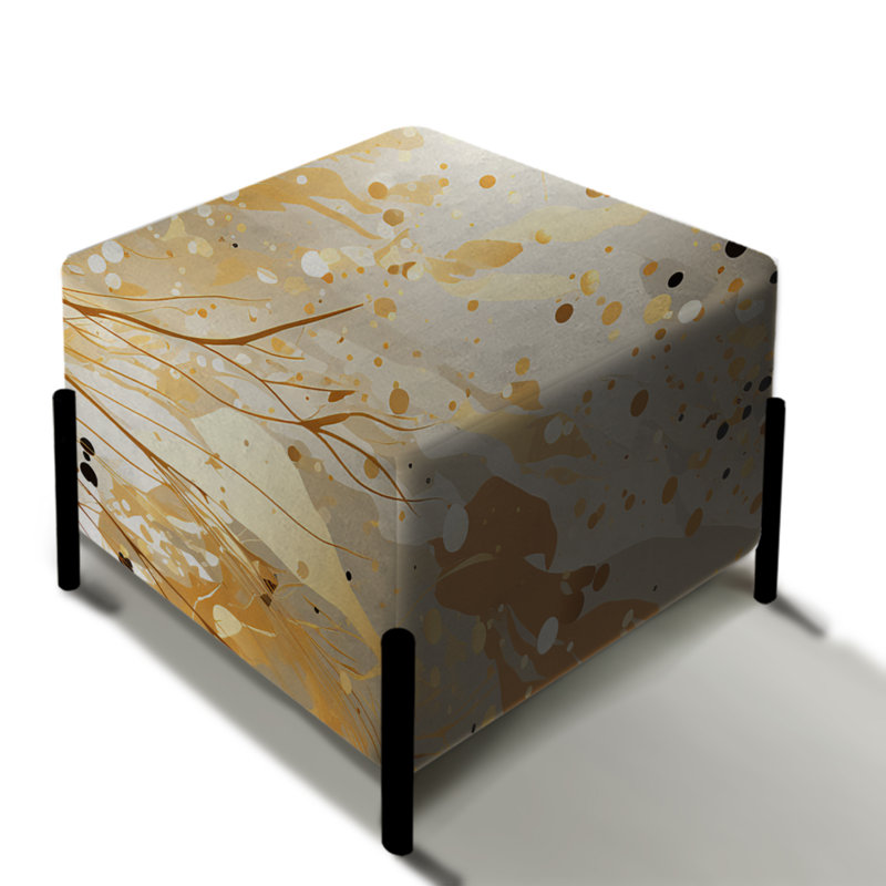 Golden Marble Radiance - Repose-pieds carré en marbre