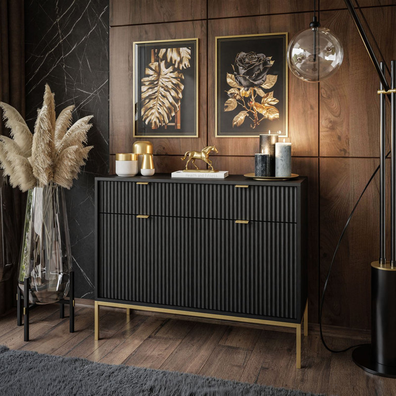 Allanah 104cm W 2 - Drawer Chest of Drawers, Black