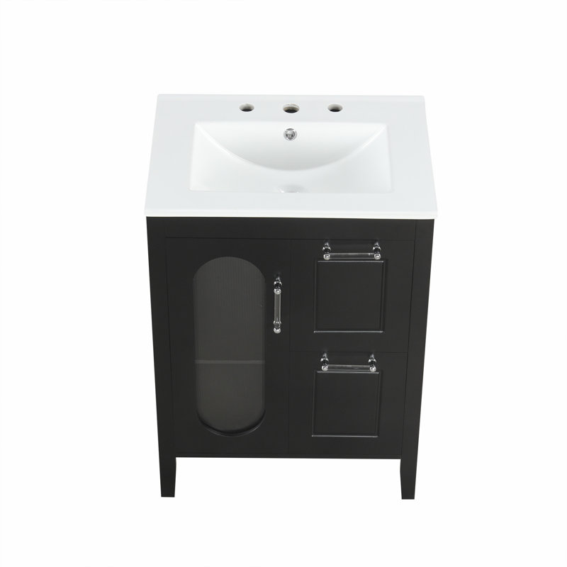 Meuble-lavabo 24 po avec lavabo, Noir