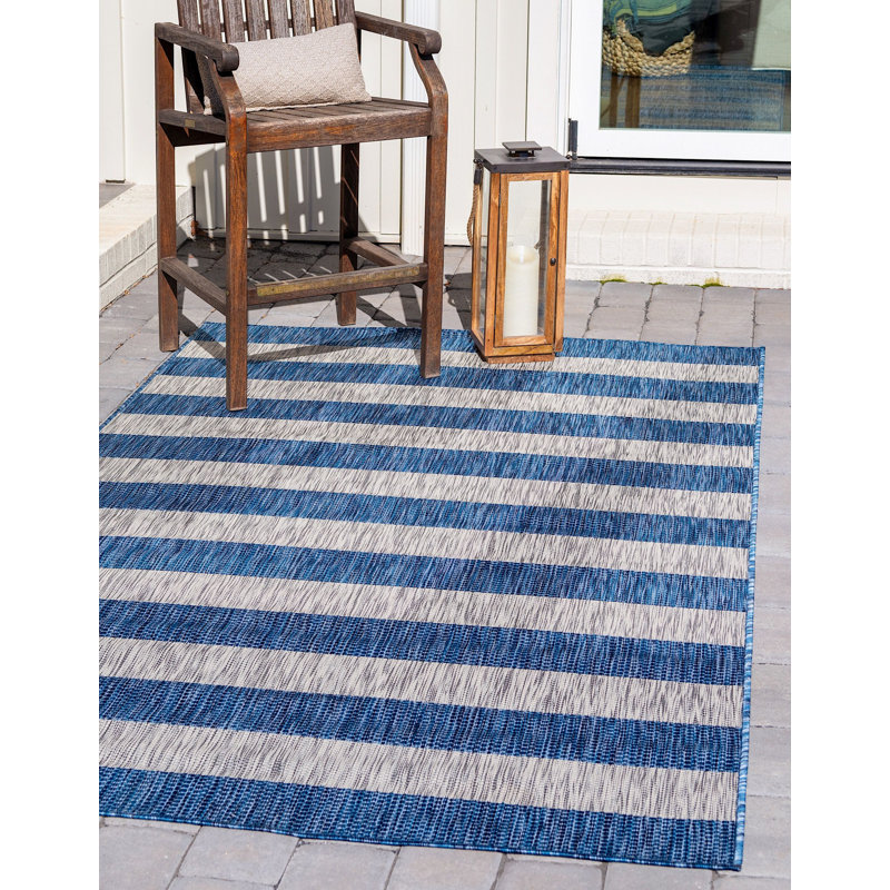 Outdoor Glimmer Area Rug Azure Color, Rectangle 6' x 9'