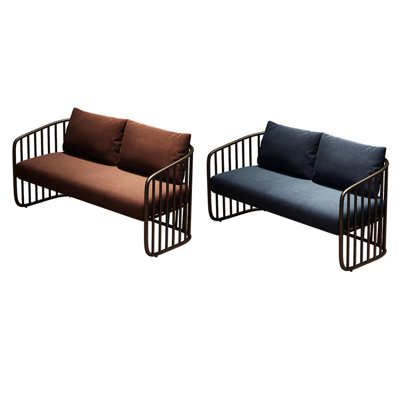 Polyester Blend Upholstered Bench, Navy/Coffee