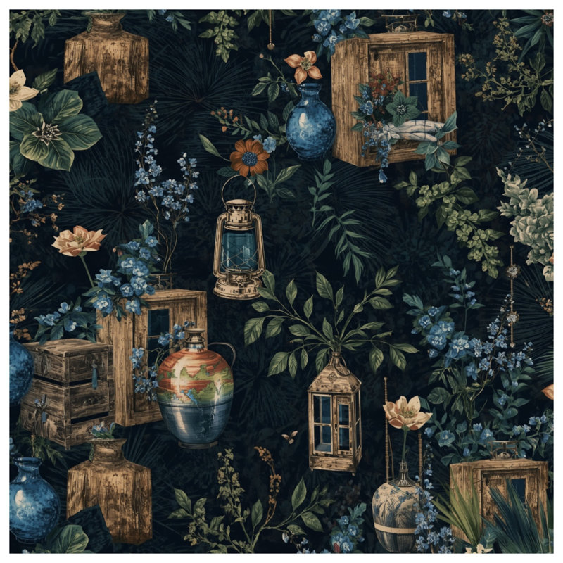 Housses de couette lanternes florales rétro, Grand lit