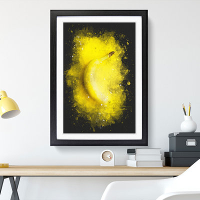 Yellow Banana Paint Splash - Picture Frame Graphic Art
