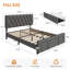 Structure de lit double avec tête de lit capitonnée à motif de losanges, structure de lit plateforme tapissier avec tiroir de rangement, support de lattes en bois robuste, aucun sommier requis, silencieux, gris-839409092-839409091