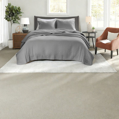 Comfortable Grey Cotton Bedding Set, King/cal King, Farmhouse Style