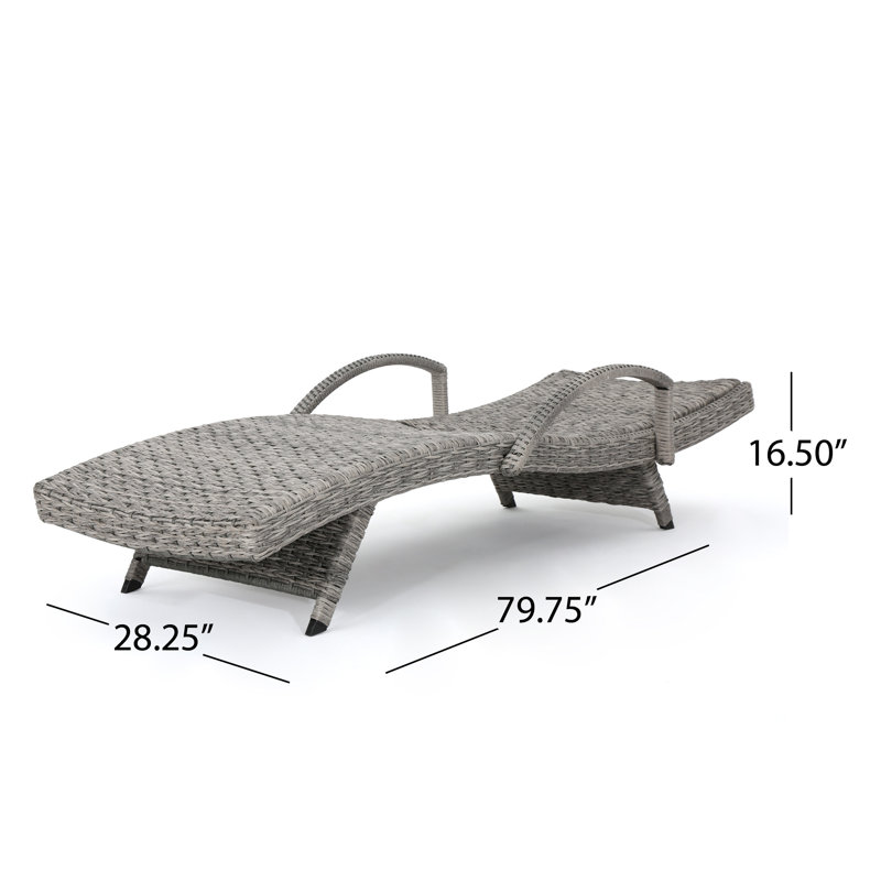 Keira Gray Faux Rattan and Aluminum Armed Chaise Lounger Set