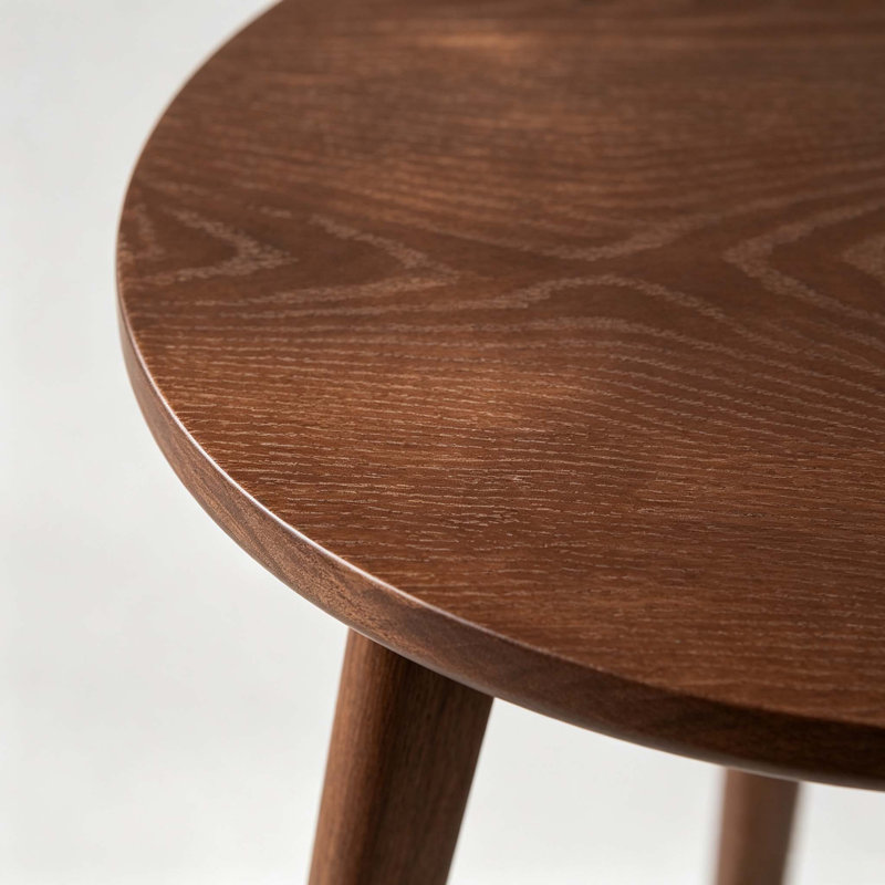 Table d'appoint ronde en noyer massif, 100 % bois massif, petite table rustique idéale pour le salon, la chambre à coucher et le canapé. Montage facile.