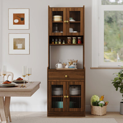 Armoire de rangement, ferme, huche de garde-manger, buffet de cuisine avec support pour micro-ondes, buffet café sur pied