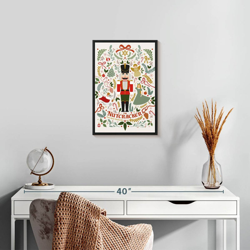 Nutcracker Christmas, 13" X 19", Floating Frame Black