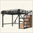 Metal Loft Bed with Storage Stairs, Built-in Wardrobe & Shelves, USB Ports, LED Lights, Noise-Reduced Design for Teens, Students, Dorm & Bedroom-64299109-64299108