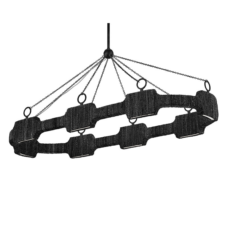Raffi 52" Integrated LED Hand-Wrapped Rattan Linear Chandelier by Lisa McDennon