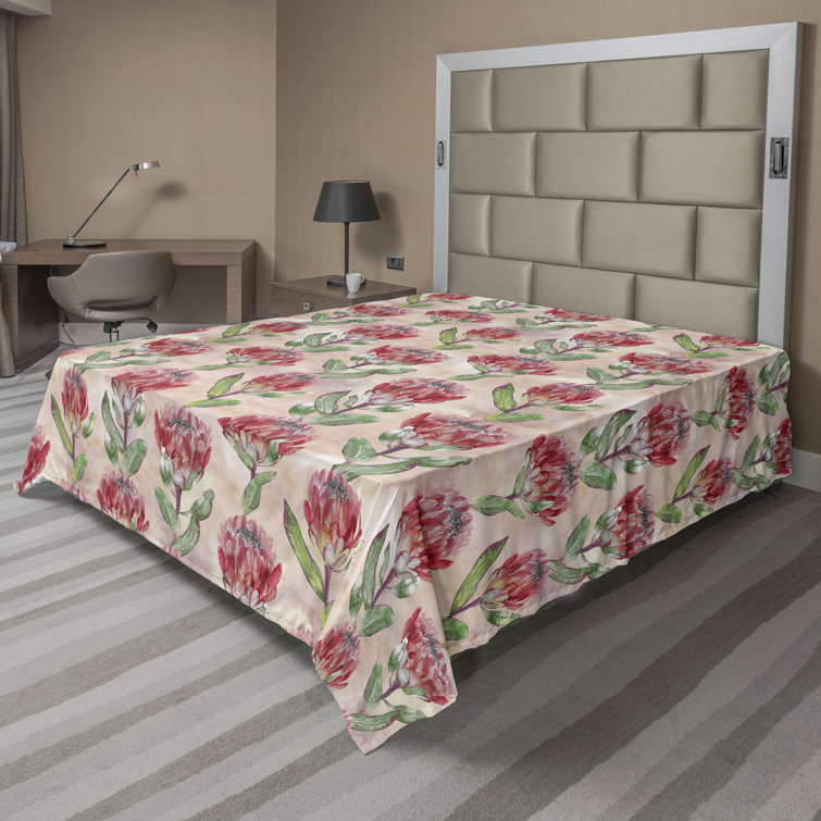Ambesonne Floral Flat Sheet Peonies Spring Botanical Art