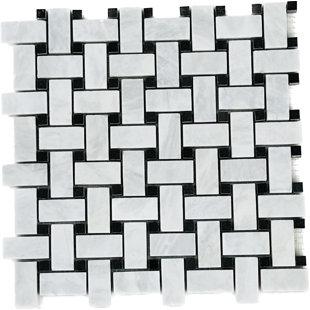 1" x 2" White Marble Basketweave Polished Mosaic Natural Stone Mosaic Tile