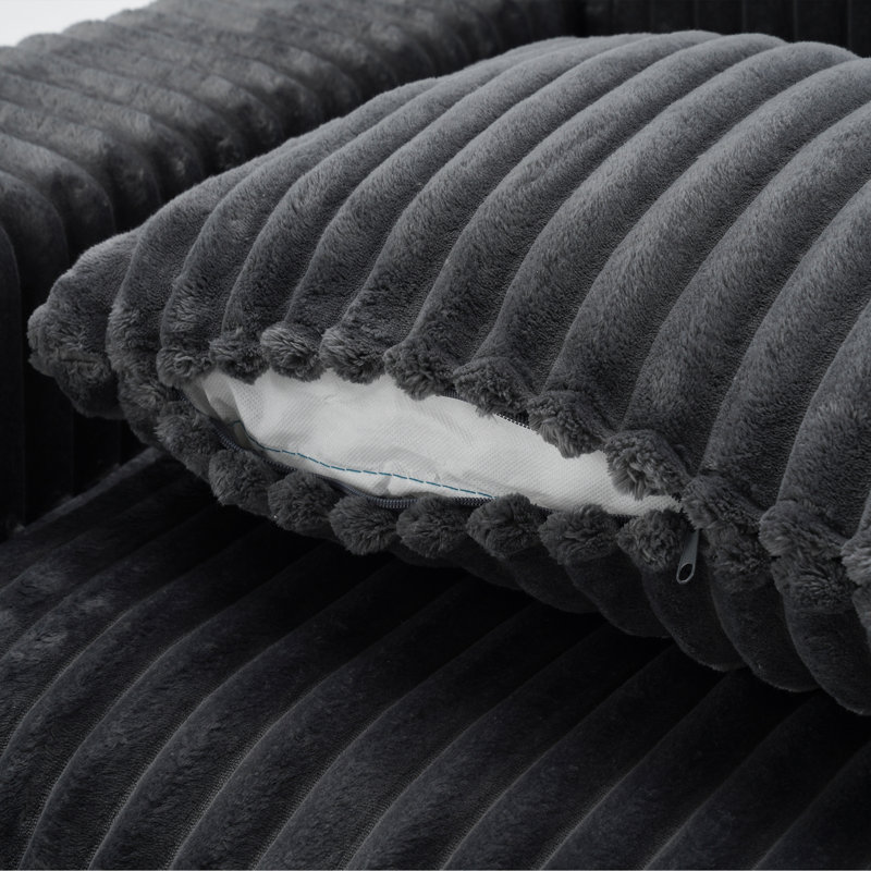 Fauteuil rembourré en flanelle de fourrure de lapin avec dossier rembourré et rembourré gris, Gris
