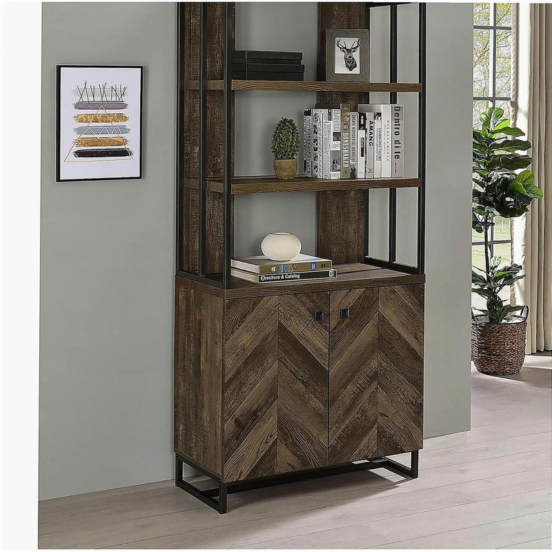 Country oak parquet 2-door bookshelf