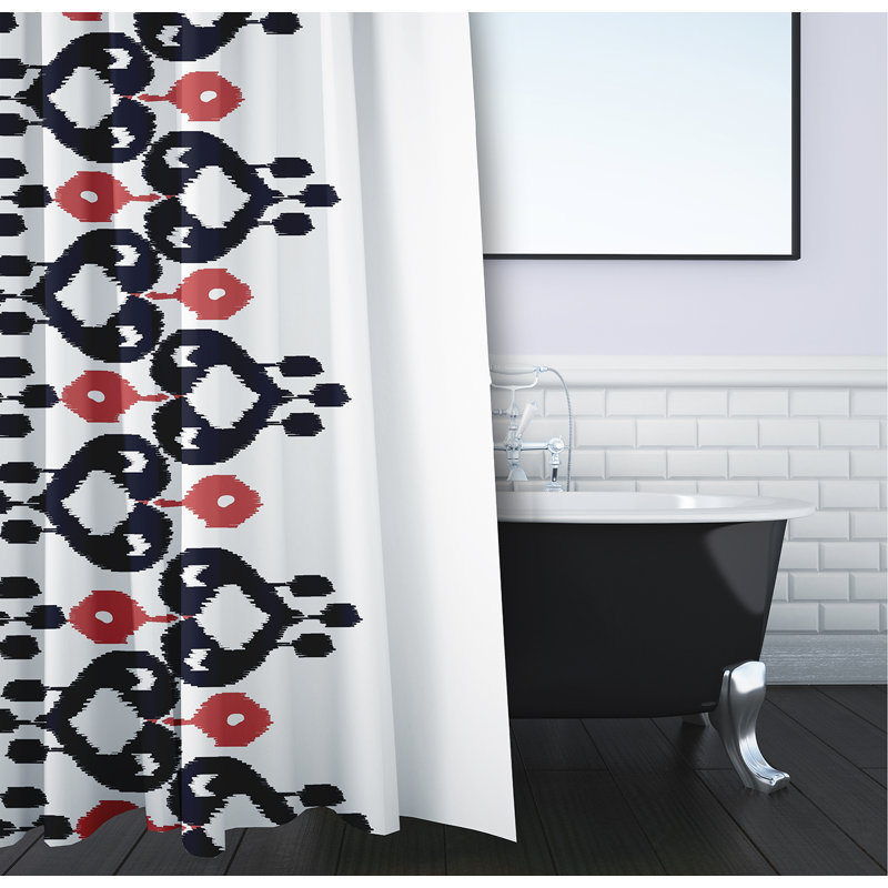 Feltner Floral Shower Curtain, Navy Blue