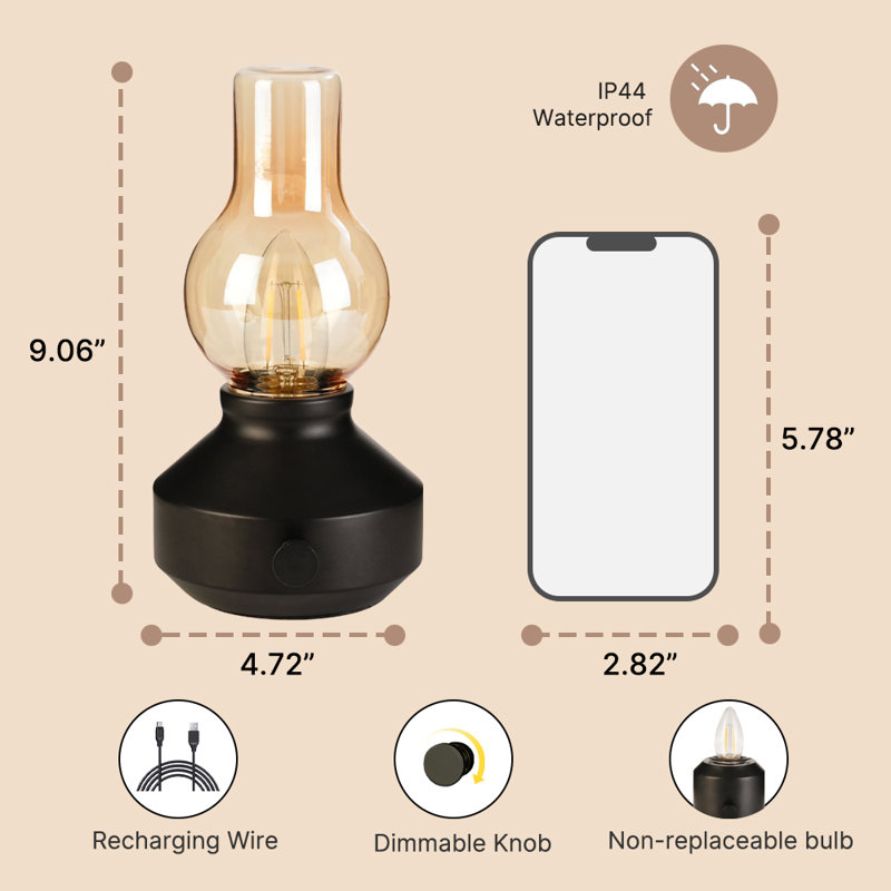 Romica Vintage Oil Lamp Style Creative Glass USB Table Lamp