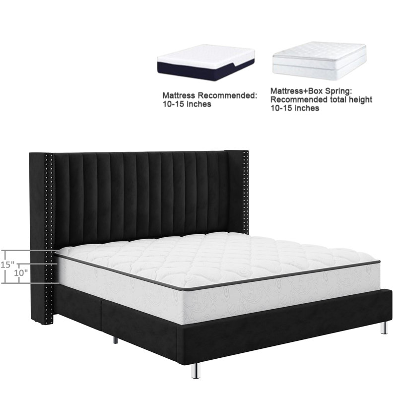 Addesyn Upholstered Platform Bed, King, Black