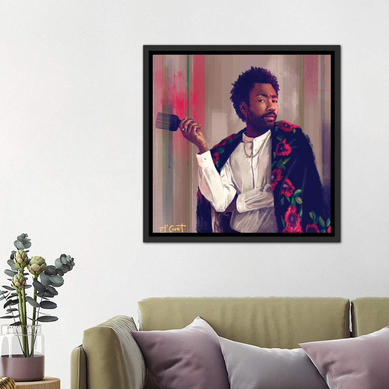 « Gambino » par El’cesart-impression, Cadre noir vieilli, H 18 po x l 18 po x 1,5 po