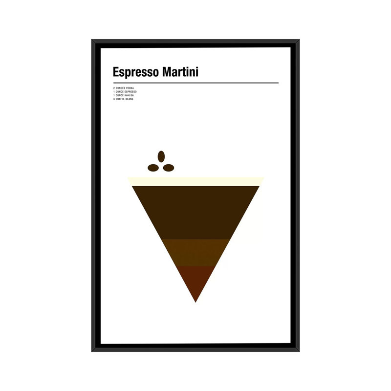 « expresso martini », impression sur toile, H 26 po x l 18 po x P 1,5 po, Toile avec cadre noir, Pas de tapis