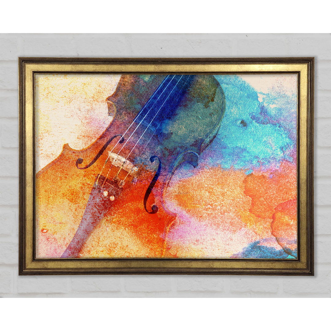 Gerahmtes Leinwandbild Water Colour Splash Violin