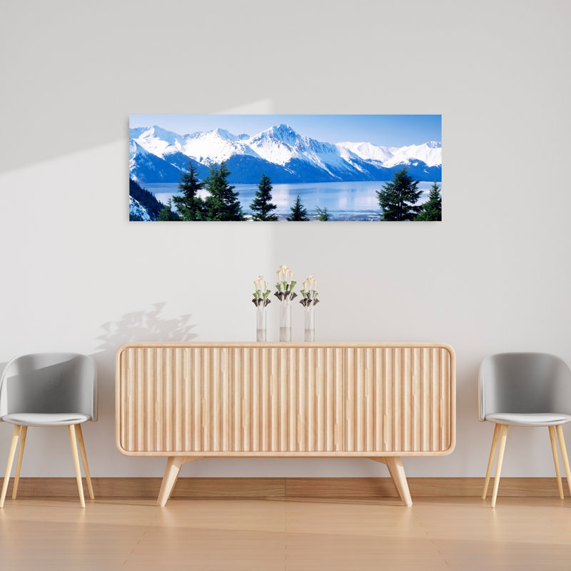 «Turnagain Arm Girdwood Ak Usa», pin abstrait, paysage côtier, art mural, H 16 po x l 48 po