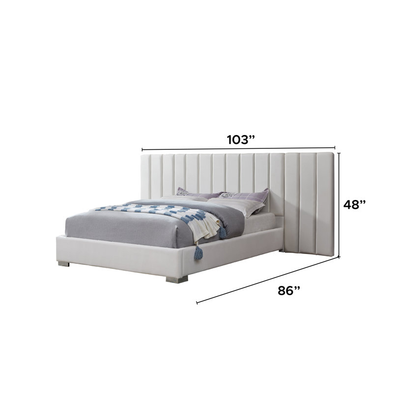 Lit plateforme en velours de luxe avec tête de lit capitonnée Channel, base de lit tapissier moderne, gris, Gris, Grand