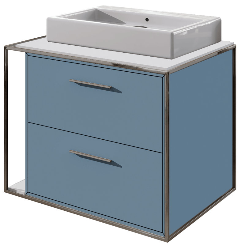 Linea 24'' W Single Vanity, Polished Stainless Steel, Azure, Wall Mount