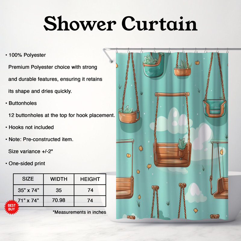 Espace de jeu - Rideau de douche Premium, H 74 po x l 71 po