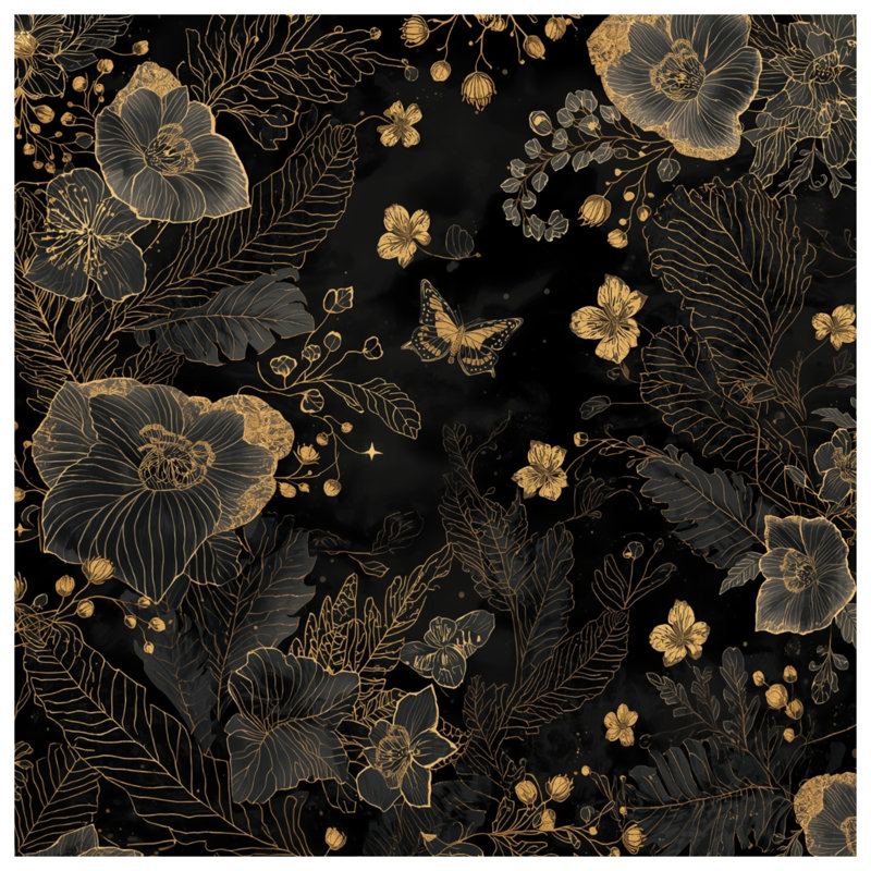 Tapis de bain papillon doré, L 24 po x L 17 po