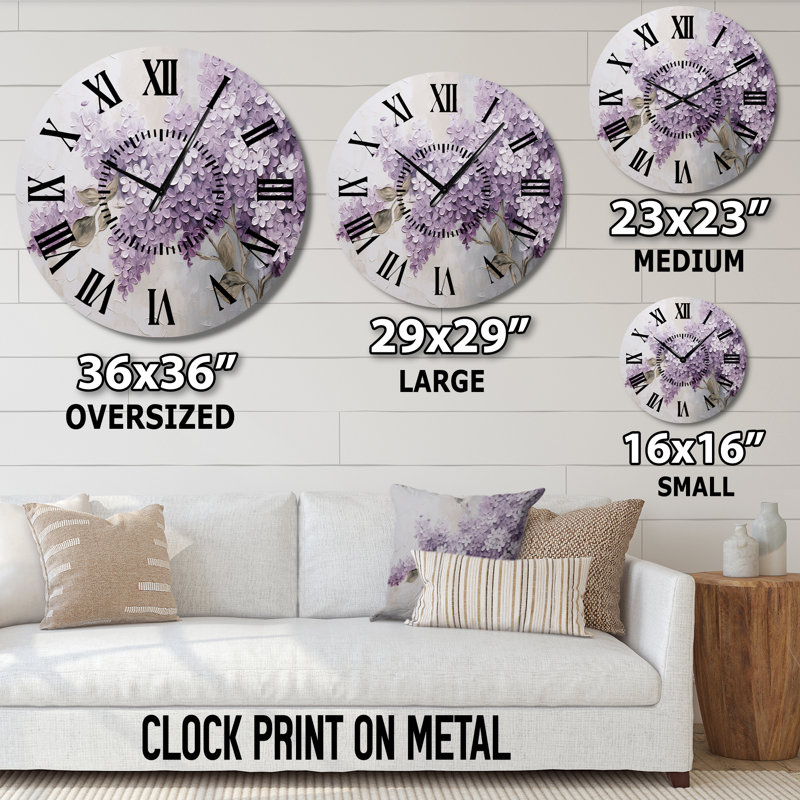 Magnifique horloge murale Lilacs Dreamscape, Médium