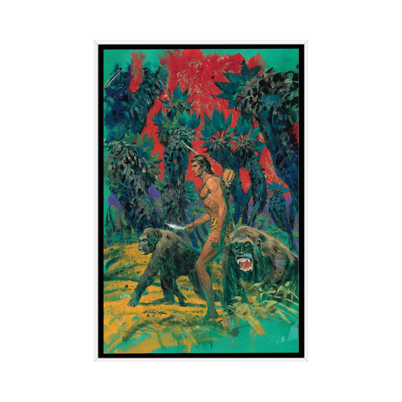 «Tarzan & the Mad Men» par Robert Abbett - reproduction d'art, H 40 po x l 26 po x P 1,5 po, Toile blanche encadrée
