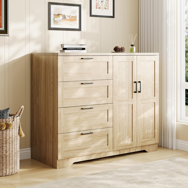Armoire penderie H 43,3 po avec 4 tiroirs et 2 portes, tringle suspendue
