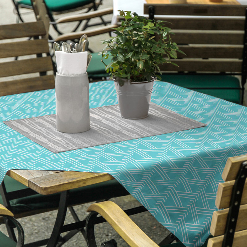 Classic Zig Zag Tablecloth, Teal/White