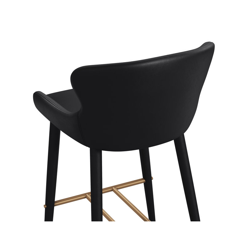 EVORA Upholstered Stool with Metal Frame, Bar Stool (30” Seat Height), Black