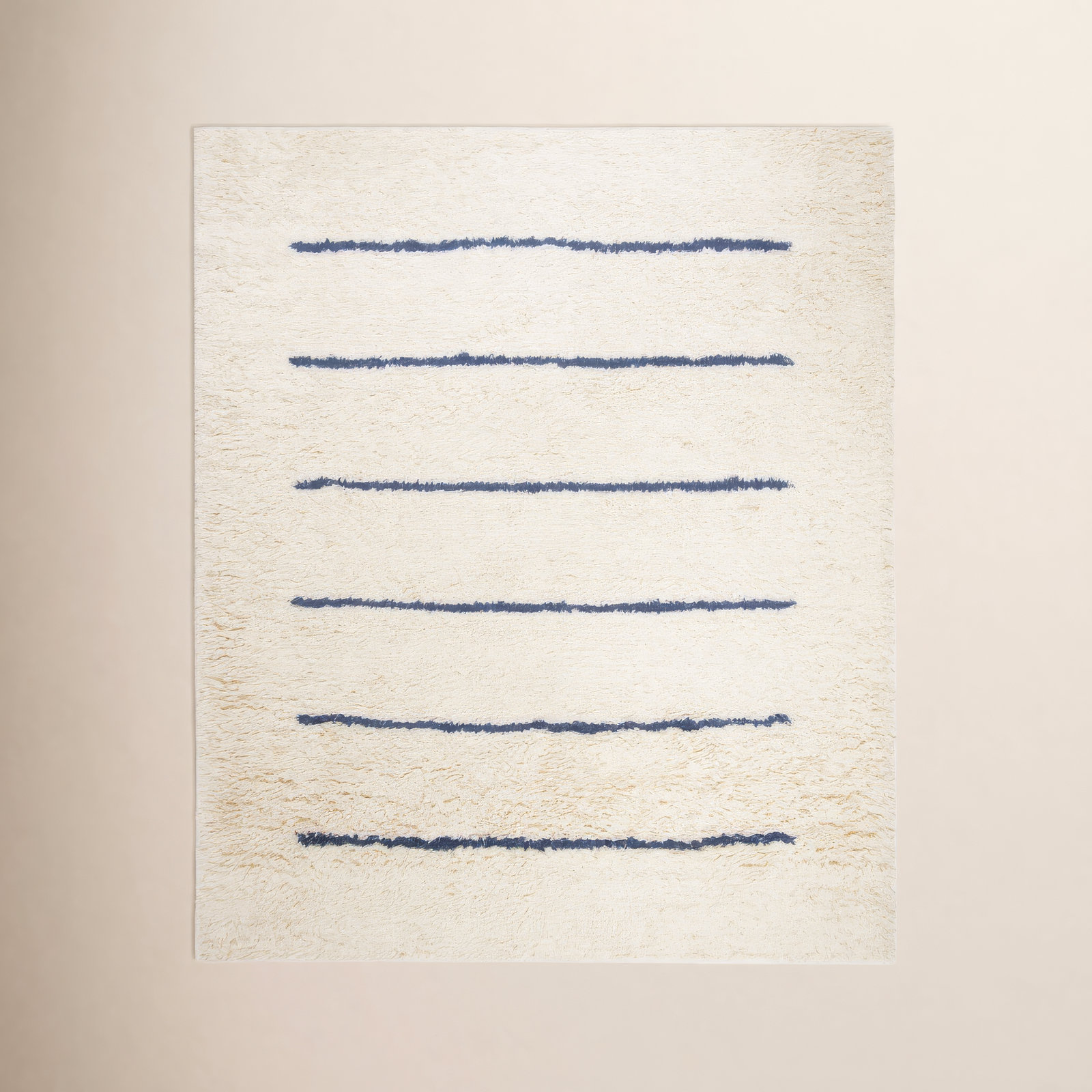Mayer Handmade Wool Ivory/Navy Rug, Rectangle 8' x 10'