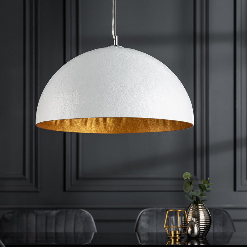1 - Light Brown Dome Pendant, 145cm H x 50cm W x 50cm D, White